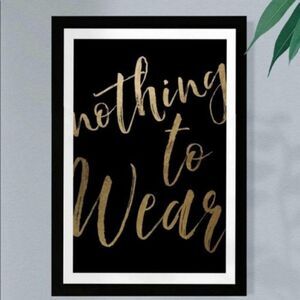 Wynwood Studio Nothing To‎ Wear Gold Framed Wall Art, Gold/Black, NWT